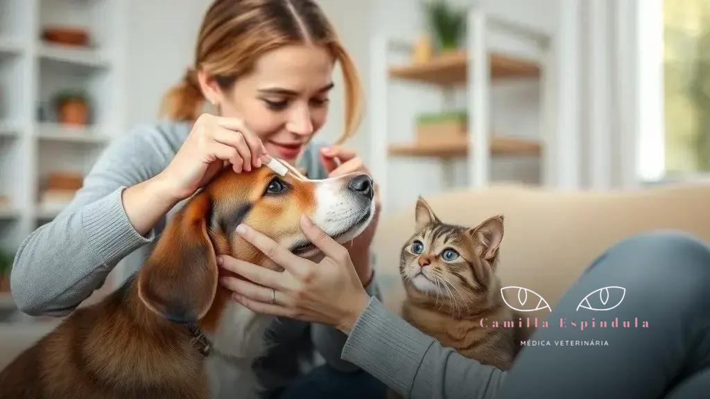 Uso de colírios naturais e lubrificantes oculares para olhos secos em pets: cuidados e benefícios